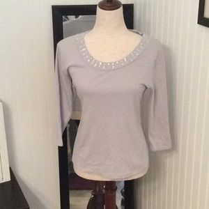 Embellished Boatneck light blue sweater